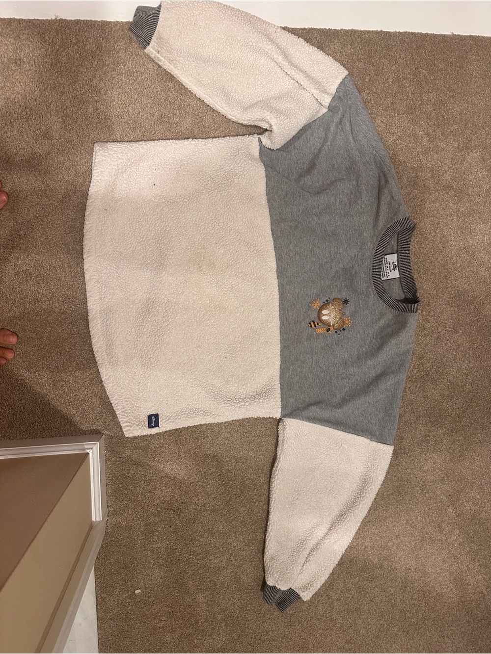 Woman  spirit Gray and Cream Sherpa Sweater